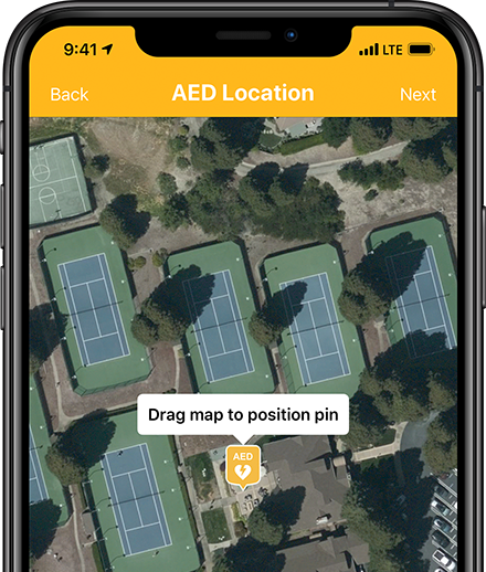 Accurately specifying an AED location for use in the PulsePoint Registry.